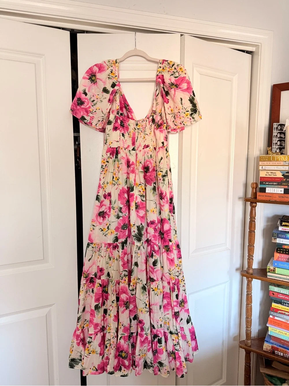 Abercrombie & Fitch Pink Floral V-Neck Tiered Maxi Dress